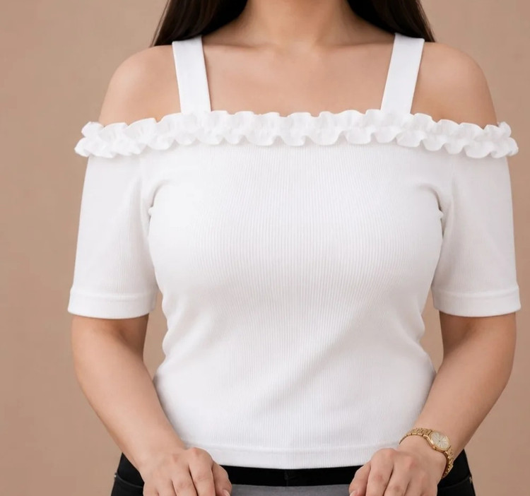 کراپ یقه قایقی یقه چین دار